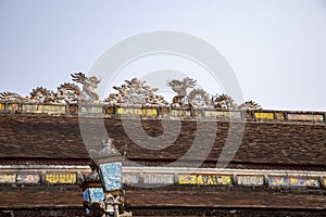 Dragons on rooftop of Citadel of Hue Vietnam