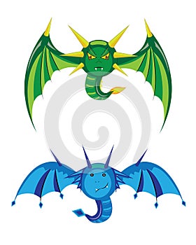 Dragons smilies green and blue.