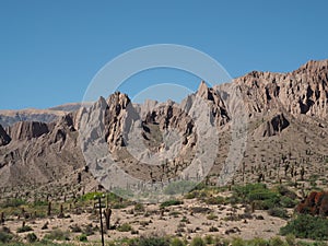 Dragoon Mountains against the blue sky background in Arizona, US