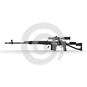 Dragunov sniper rifle gun isolated on white. 3D illustration