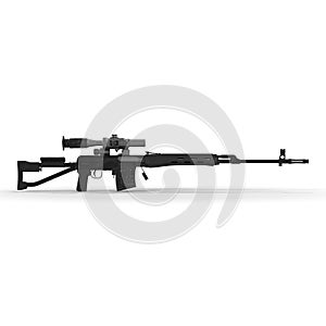 Dragunov sniper rifle gun isolated on white. 3D illustration