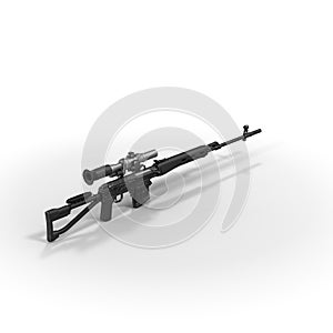 Dragunov sniper rifle gun isolated on white. 3D illustration