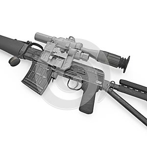 Dragunov sniper rifle gun on white. 3D illustration