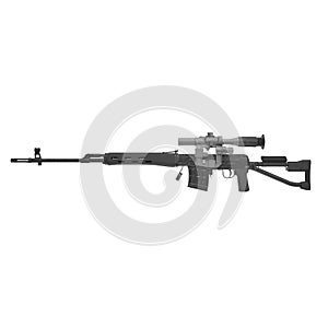 Dragunov Sniper Rifle SVD isolated on white. 3D illustration