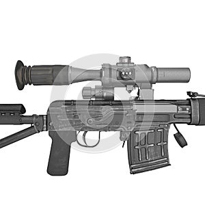 Dragunov Sniper Rifle SVD on white. 3D illustration photo
