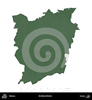 Drahicyn District, Belarus, isolated on white. Physical