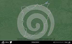Drahicyn District outlined, Belarus. Physical