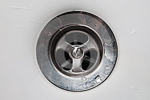 Drain in the ceramic sink