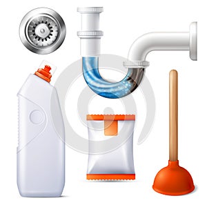 Drain Cleaner Icon Set