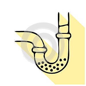 Drain cleaning flat line icon. Outline sign of blocked water pipe