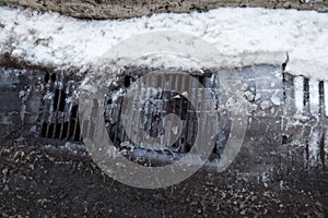 Drain grate in winter