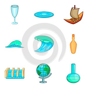 Drain icons set, cartoon style