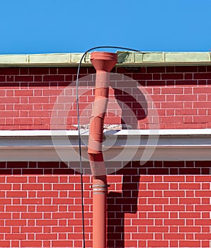 Drain pipe from the roof on the wall of the building