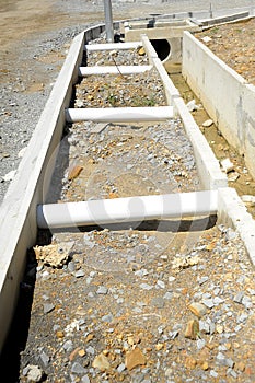 drain water pipe at constuction site