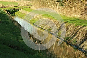 Drainage channel filled with water
