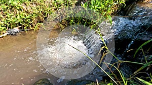 Drainage channel with not too large water discharge, used to irrigate rice fields and farmers\' fields