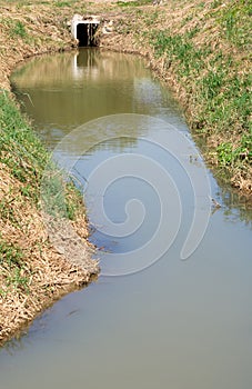 Drainage channels from reservoirs irrigation with the concrete pipe