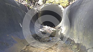 Drainage concrete ditch near road interchange