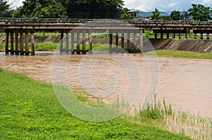 Drainage at dam when floods in the rainy season