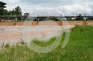 Drainage at dam when floods in the rainy season