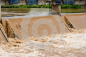 Drainage at dam when floods in the rainy season