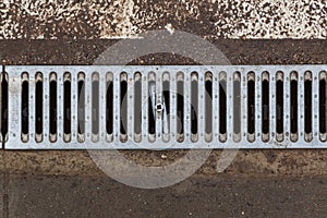 Drainage grates in an urban environment. Abstract background with copy space