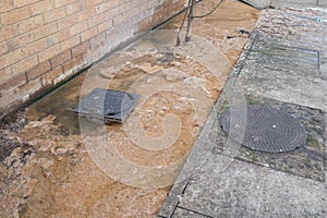 Drainage issue where pipes are blocked and brown waste water