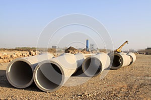 Drainage pipe construction site