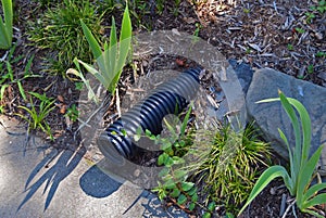 Drainage pipe in lawn