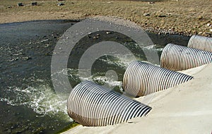 Drainage pipes at a power plant photo