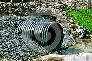 Drainage pipes of storm sewers on the expressway.drainage of ground and stormwater