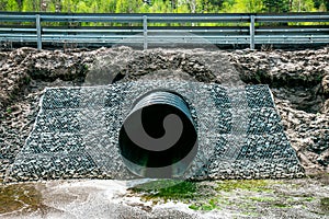 Drainage pipes of storm sewers on the expressway.drainage of ground and stormwater