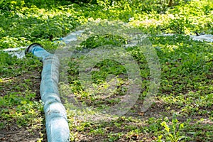 drainage system for pumping out groundwater out of the ground. Water pumping station. A set of interconnected pipes for pumping