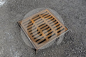 Drainage Water Grate In Parking Lot