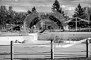 drained and empty public pool for winterization in the fall.