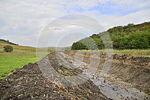 Draining channel in field