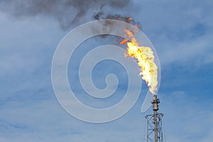 Smokestack draining gas into the air photo