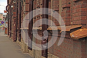 Drainpipes on a brick building