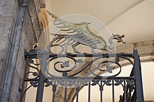 Drake sculpture at Palazzo Civico (Town Hall) in Cagliari