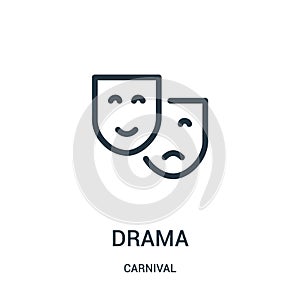 drama icon vector from carnival collection. Thin line drama outline icon vector illustration