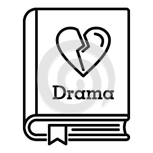 Drama literary genre book icon, outline style