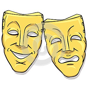 Drama Masks Gold Comedy Lucky Tragedy Sad Theater Shadow