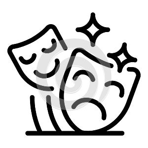 Drama masks icon, outline style