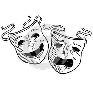 Drama masks sketch photo