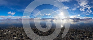 Dramatic Aerial Panorama of Clouds and Mountain Landscape. Nature Background.