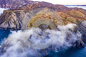 Dramatic aerial view of the Slieve League cliffs in County Donegal, Ireland