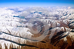 Dramatic Aerial view of snow-covered mountains