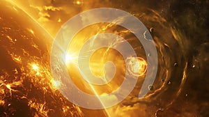 Dramatic apocalyptic background, exploding and