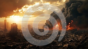 Dramatic apocalyptic background judgment day end of world complete destruction planet. Generative Ai