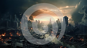 Dramatic apocalyptic background judgment day end of world complete destruction planet. Generative Ai